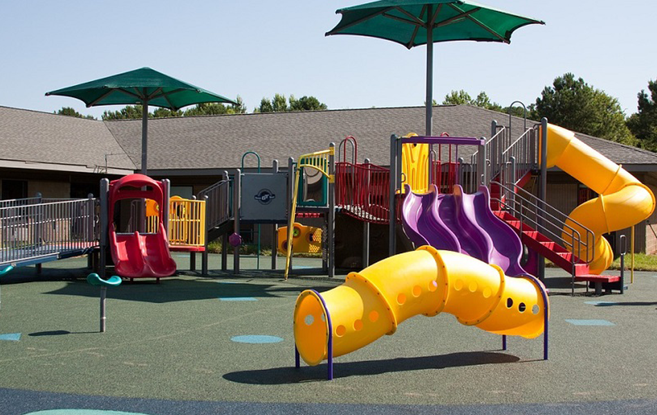 A kid's playground with slides